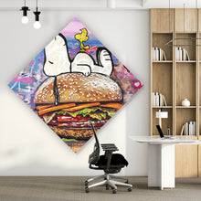Lade das Bild in den Galerie-Viewer, Aluminiumbild Comic Hund Snoopi Pop Art Raute