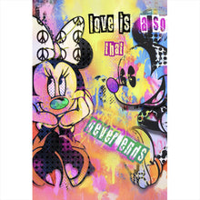 Lade das Bild in den Galerie-Viewer, Aluminiumbild Comic Kult Mäuse Paar beim Flirten Hochformat