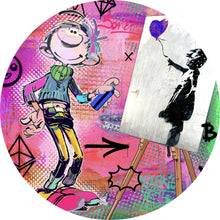 Lade das Bild in den Galerie-Viewer, Aluminiumbild Comicfigur mit Spraydose im Graffiti Stil Kreis