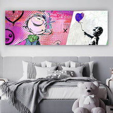 Lade das Bild in den Galerie-Viewer, Acrylglasbild Comicfigur mit Spraydose im Graffiti Stil Panorama