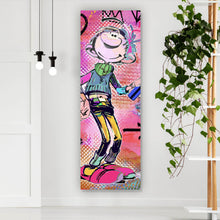 Lade das Bild in den Galerie-Viewer, Aluminiumbild Comicfigur mit Spraydose im Graffiti Stil Panorama Hoch