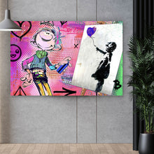 Lade das Bild in den Galerie-Viewer, Aluminiumbild Comicfigur mit Spraydose im Graffiti Stil Querformat