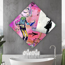 Lade das Bild in den Galerie-Viewer, Acrylglasbild Comicfigur mit Spraydose im Graffiti Stil Raute
