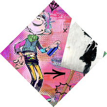 Lade das Bild in den Galerie-Viewer, Aluminiumbild Comicfigur mit Spraydose im Graffiti Stil Raute