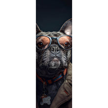 Lade das Bild in den Galerie-Viewer, Acrylglasbild Coole Bulldogge mit Brille und Jacke Panorama Hoch