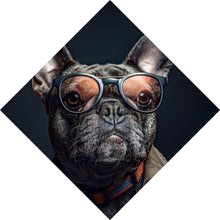 Lade das Bild in den Galerie-Viewer, Leinwandbild Coole Bulldogge mit Brille und Jacke Raute