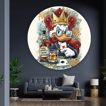 Lade das Bild in den Galerie-Viewer, Aluminiumbild gebürstet Coole Poker Ente mit Krone und Geld Kreis