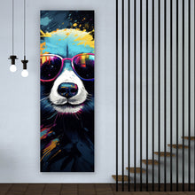 Lade das Bild in den Galerie-Viewer, Poster Bunter Panda mit Sonnenbrille Street Art Panorama Hoch