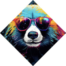 Lade das Bild in den Galerie-Viewer, Aluminiumbild Bunter Panda mit Sonnenbrille Street Art Raute