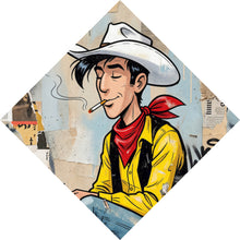 Lade das Bild in den Galerie-Viewer, Aluminiumbild Cooler Cowboy auf urbanem Hintergrund Raute