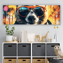 Lade das Bild in den Galerie-Viewer, Leinwandbild Cooler Panda mit Sonnenbrille Street Art Panorama