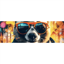 Lade das Bild in den Galerie-Viewer, Aluminiumbild Cooler Panda mit Sonnenbrille Street Art Panorama