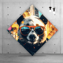 Lade das Bild in den Galerie-Viewer, Leinwandbild Cooler Panda mit Sonnenbrille Street Art Raute