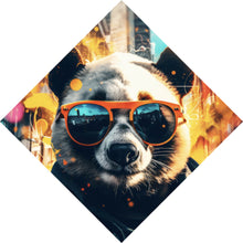 Lade das Bild in den Galerie-Viewer, Leinwandbild Cooler Panda mit Sonnenbrille Street Art Raute
