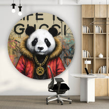 Lade das Bild in den Galerie-Viewer, Aluminiumbild Cooler Pandabär im Street Art Style Kreis