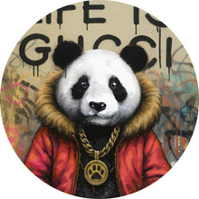 Lade das Bild in den Galerie-Viewer, Aluminiumbild Cooler Pandabär im Street Art Style Kreis