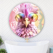 Lade das Bild in den Galerie-Viewer, Aluminiumbild gebürstet Huhn mit Sonnenbrille Modern Art Kreis