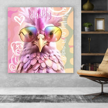 Lade das Bild in den Galerie-Viewer, Leinwandbild Huhn mit Sonnenbrille Modern Art Quadrat