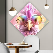 Lade das Bild in den Galerie-Viewer, Aluminiumbild Huhn mit Sonnenbrille Modern Art Raute