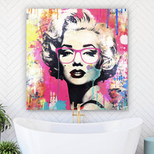 Lade das Bild in den Galerie-Viewer, Aluminiumbild gebürstet Cooles Pop Art Portrait einer Ikone Quadrat