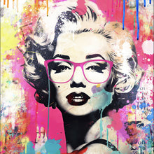 Lade das Bild in den Galerie-Viewer, Aluminiumbild gebürstet Cooles Pop Art Portrait einer Ikone Quadrat