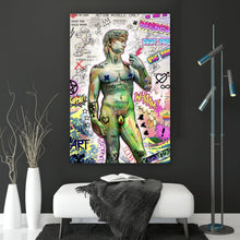 Lade das Bild in den Galerie-Viewer, Acrylglasbild David Statue bunte Illustration Street Art Hochformat