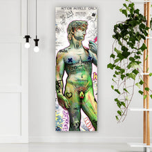 Lade das Bild in den Galerie-Viewer, Aluminiumbild David Statue bunte Illustration Street Art Panorama Hoch