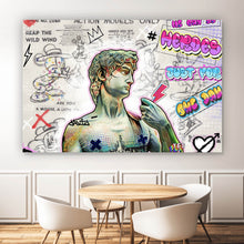 Lade das Bild in den Galerie-Viewer, Spannrahmenbild David Statue bunte Illustration Street Art Querformat