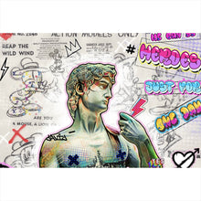 Lade das Bild in den Galerie-Viewer, Spannrahmenbild David Statue bunte Illustration Street Art Querformat