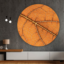 Lade das Bild in den Galerie-Viewer, Aluminiumbild Detailansicht eines herbstlichen Blattes Kreis