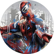 Lade das Bild in den Galerie-Viewer, Aluminiumbild gebürstet Dynamischer Superheld in Aktion Kreis