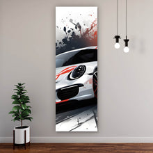 Lade das Bild in den Galerie-Viewer, Leinwandbild Dynamisches Auto mit Farbspritzer Hintergrund Panorama Hoch