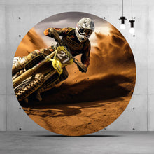 Lade das Bild in den Galerie-Viewer, Aluminiumbild gebürstet Dynamisches Motocross in vollem Schwung Kreis
