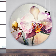 Lade das Bild in den Galerie-Viewer, Aluminiumbild gebürstet Edle Aquarell Orchidee Kreis