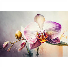 Lade das Bild in den Galerie-Viewer, Spannrahmenbild Edle Aquarell Orchidee Querformat