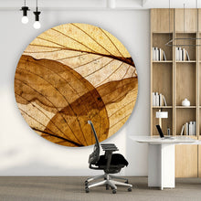 Lade das Bild in den Galerie-Viewer, Aluminiumbild gebürstet Edle Blattstruktur im Herbst Kreis