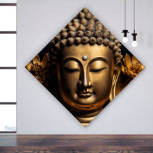 Lade das Bild in den Galerie-Viewer, Acrylglasbild Edle Buddha Statue mit floralen Details Raute