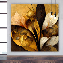 Lade das Bild in den Galerie-Viewer, Aluminiumbild gebürstet Edle herbstliche Blumenblätter Quadrat