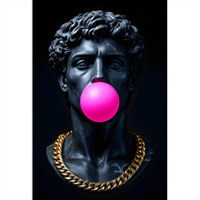 Lade das Bild in den Galerie-Viewer, Aluminiumbild gebürstet Edler Skulpturenkopf mit Kaugummi Hochformat