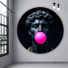 Lade das Bild in den Galerie-Viewer, Aluminiumbild Edler Skulpturenkopf mit Kaugummi Kreis