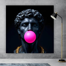 Lade das Bild in den Galerie-Viewer, Aluminiumbild gebürstet Edler Skulpturenkopf mit Kaugummi Quadrat