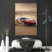 Lade das Bild in den Galerie-Viewer, Aluminiumbild Edler Sportwagen im Wüstensand Hochformat
