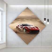 Lade das Bild in den Galerie-Viewer, Aluminiumbild gebürstet Edler Sportwagen im Wüstensand Raute