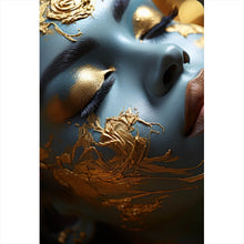 Lade das Bild in den Galerie-Viewer, Aluminiumbild Edles Gesicht mit goldenen Details Hochformat