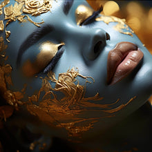 Lade das Bild in den Galerie-Viewer, Spannrahmenbild Edles Gesicht mit goldenen Details Quadrat