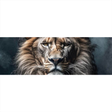 Lade das Bild in den Galerie-Viewer, Leinwandbild Edles Löwenporträt im eleganten Anzug Panorama