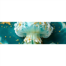 Lade das Bild in den Galerie-Viewer, Acrylglasbild Edles Quallenmotiv mit floralen Details Panorama
