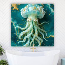 Lade das Bild in den Galerie-Viewer, Poster Edles Quallenmotiv mit floralen Details Quadrat