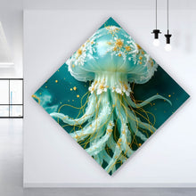 Lade das Bild in den Galerie-Viewer, Acrylglasbild Edles Quallenmotiv mit floralen Details Raute
