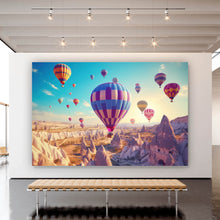 Lade das Bild in den Galerie-Viewer, Aluminiumbild Eindrucksvolle Ballonfahrt über Landschaft Querformat